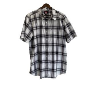 Quiksilver Black and White Plaid Button Up - XXL
